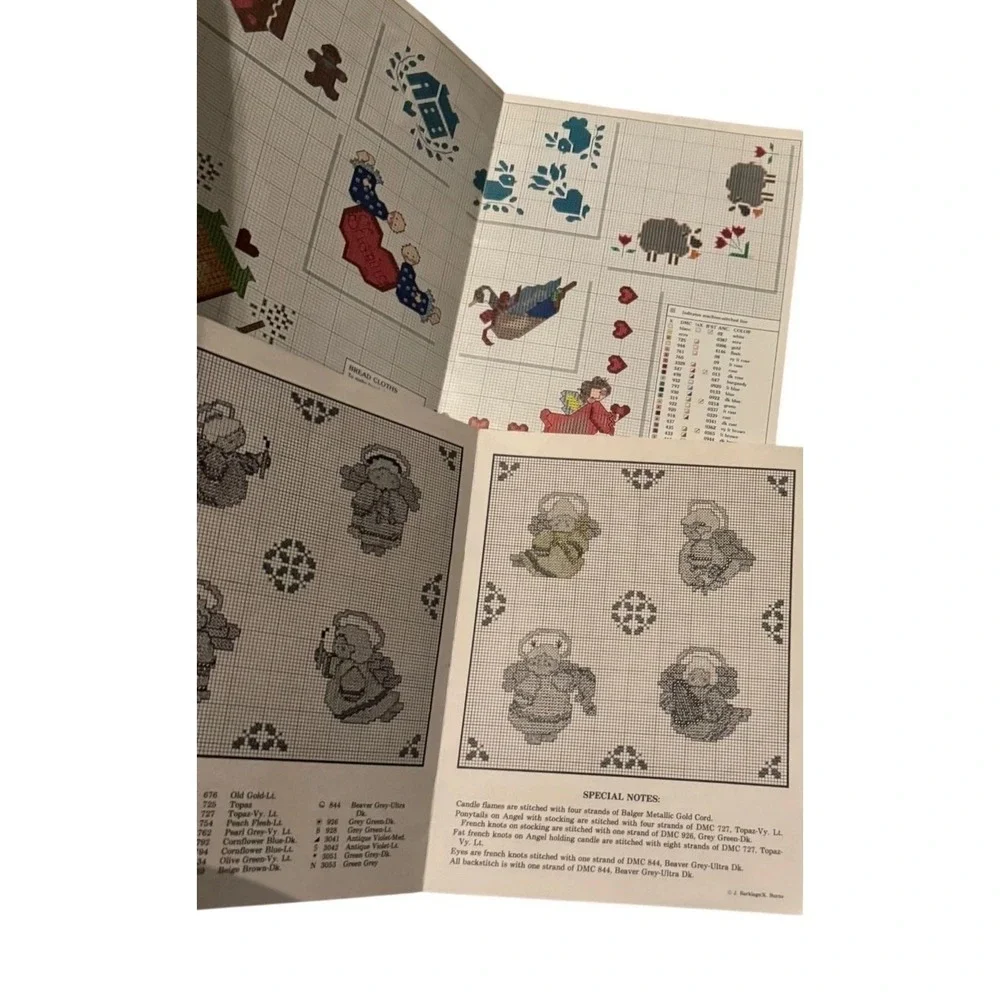 Lot of 4 Vintage Cross Stitch Booklets Bread Cloths Covers Angels Patterns Craft